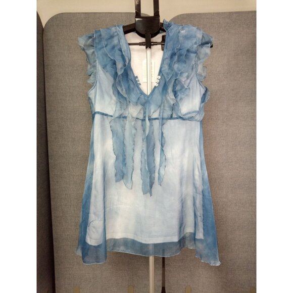 NWT Boutique Blue Ruffle Mini Dress Size Medium - Picture 1 of 4
